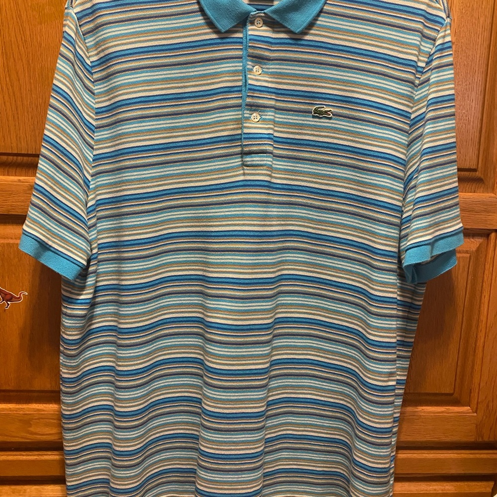 Lacoste Polo T Shirt Size 8 Blue/White/Gray